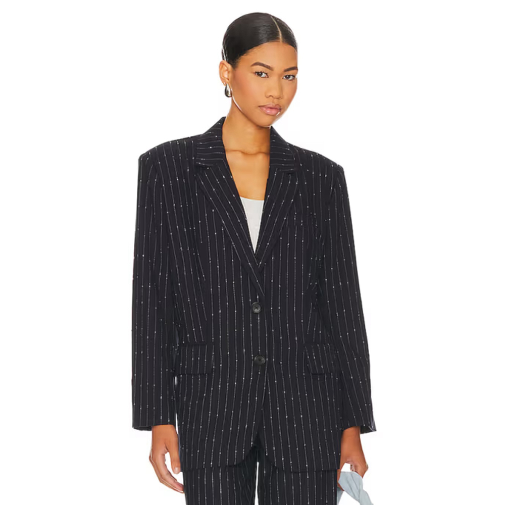 Steve Madden Navy Pinstripe Oversized Blazer XS NWT | DailyLook